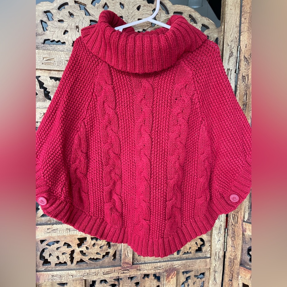 Carter’s Warm Red Cable Knit Poncho